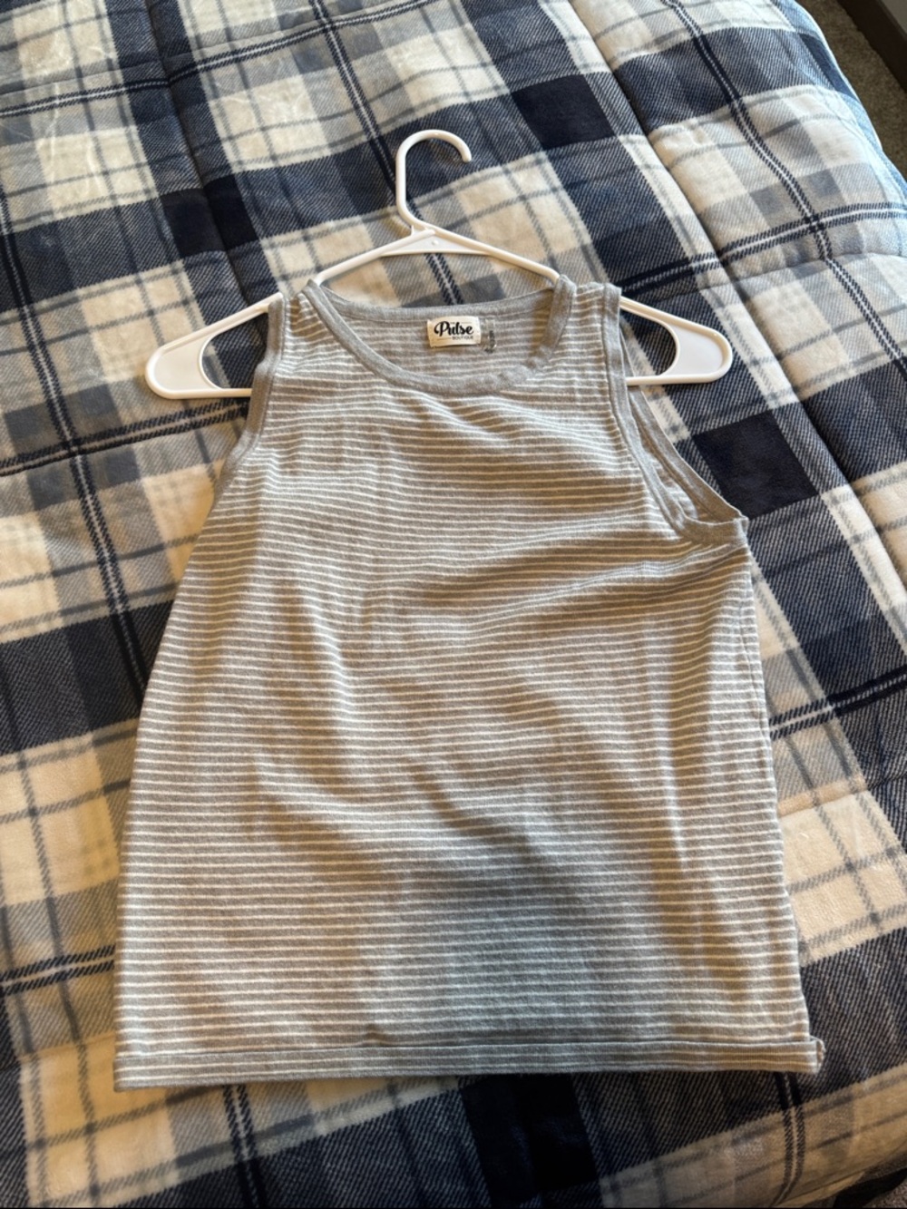 Women’s Gray & White Stripe Tank Top